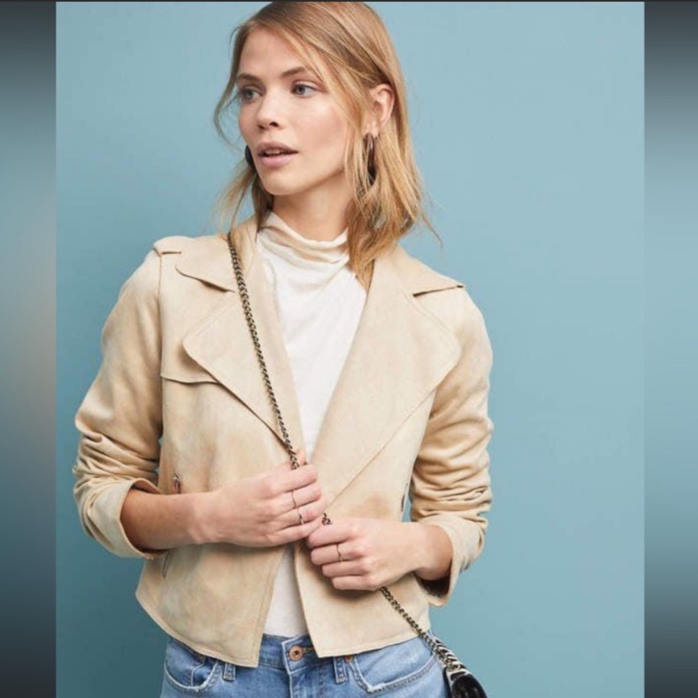 Anthropologie suede light pink jacket